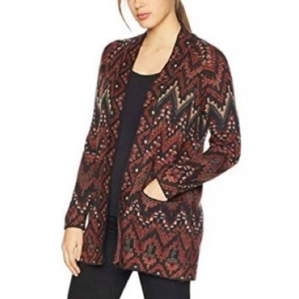 Lucky Brand Tribal Print Wool Blend Sweater Cardigan